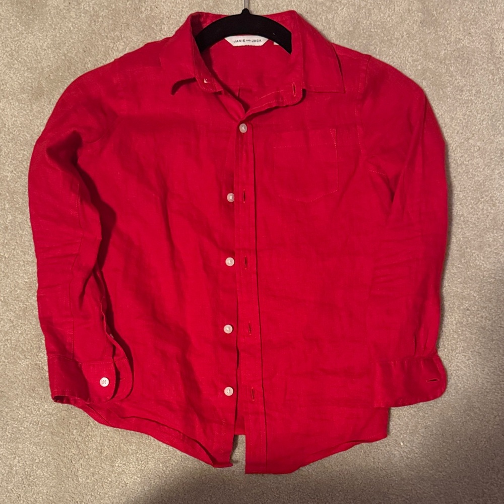 Janie and Jack Red Casual Button Down Shirt